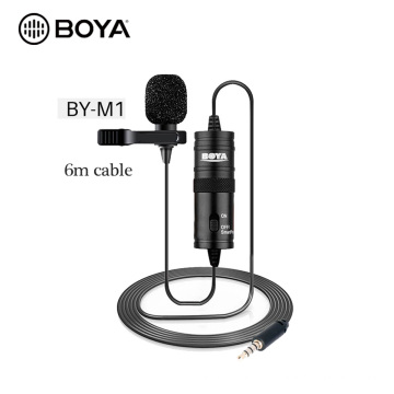 BOYA BY-M1 Mini Microfone com fio de lapela com fio de lapela e microfone para iphone